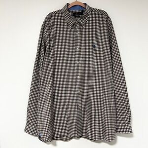 Ralph Lauren Men's XXL Gingham Button Down Shirt Long Sleeve Cotton Brown Blue